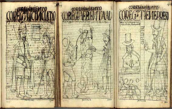Corregimientos | Ilustraciones del libro Primer nueva corónica y buen gobierno de Felipe Guamán Poma de Ayala (1615).
