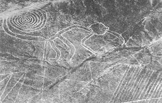 Líneas de Nazca, fotografía tomada por Maria Reiche (1953).